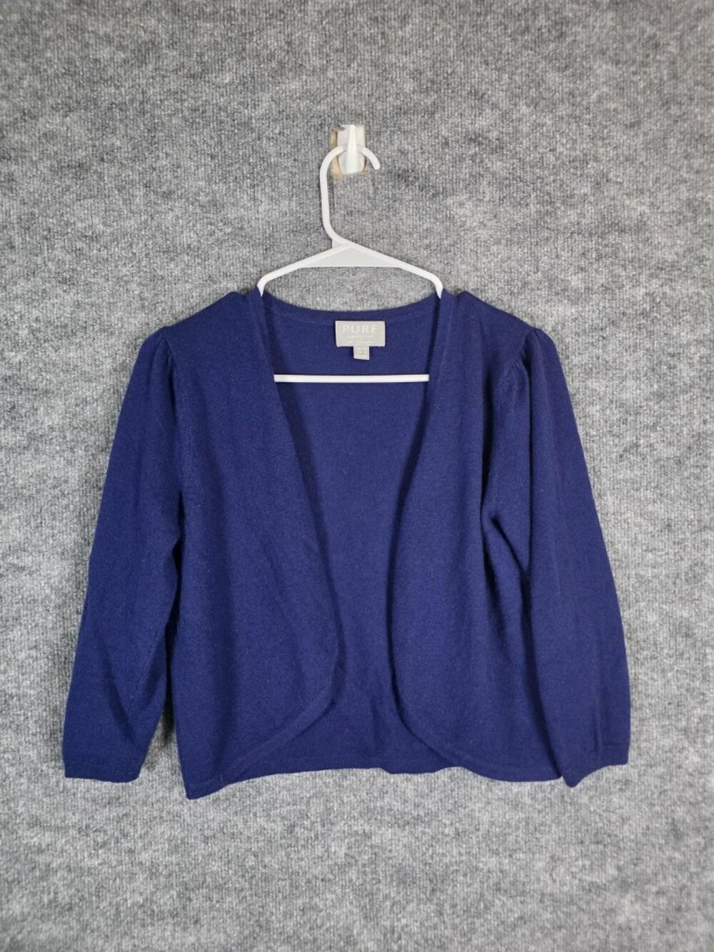 Pure Collection Sweater Womens 6 Blue Cashmere Open Front Cardigan Soft Knit